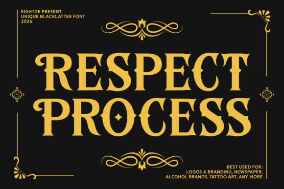 Respect Process: A Bold Blackletter Typeface for Impactful Design
