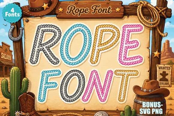 Rope Script Alphabets: Western Font for Creative Projects