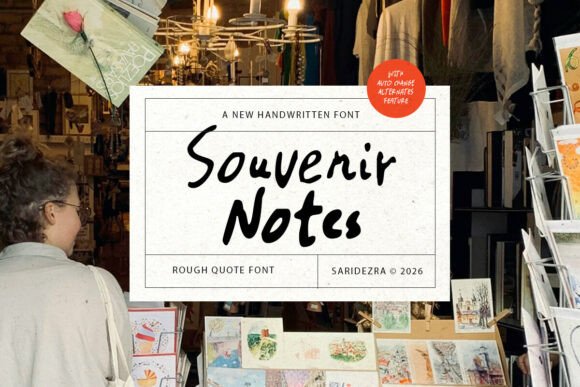 Souvenir Notes: A Handwritten Font for Organic Designs
